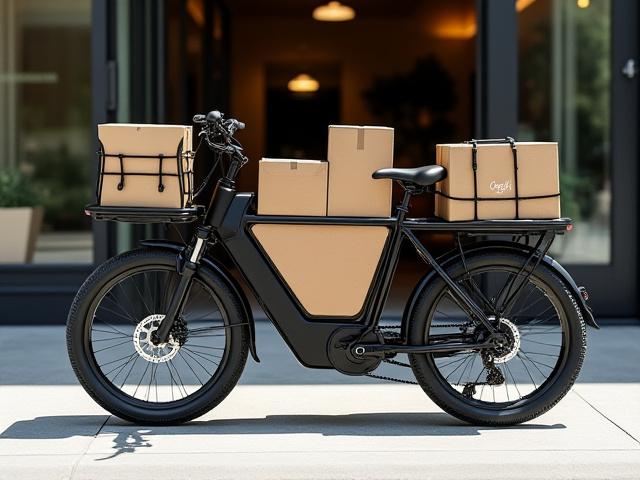 The Cargo Haul electric cargo bike loaded with delivery boxes